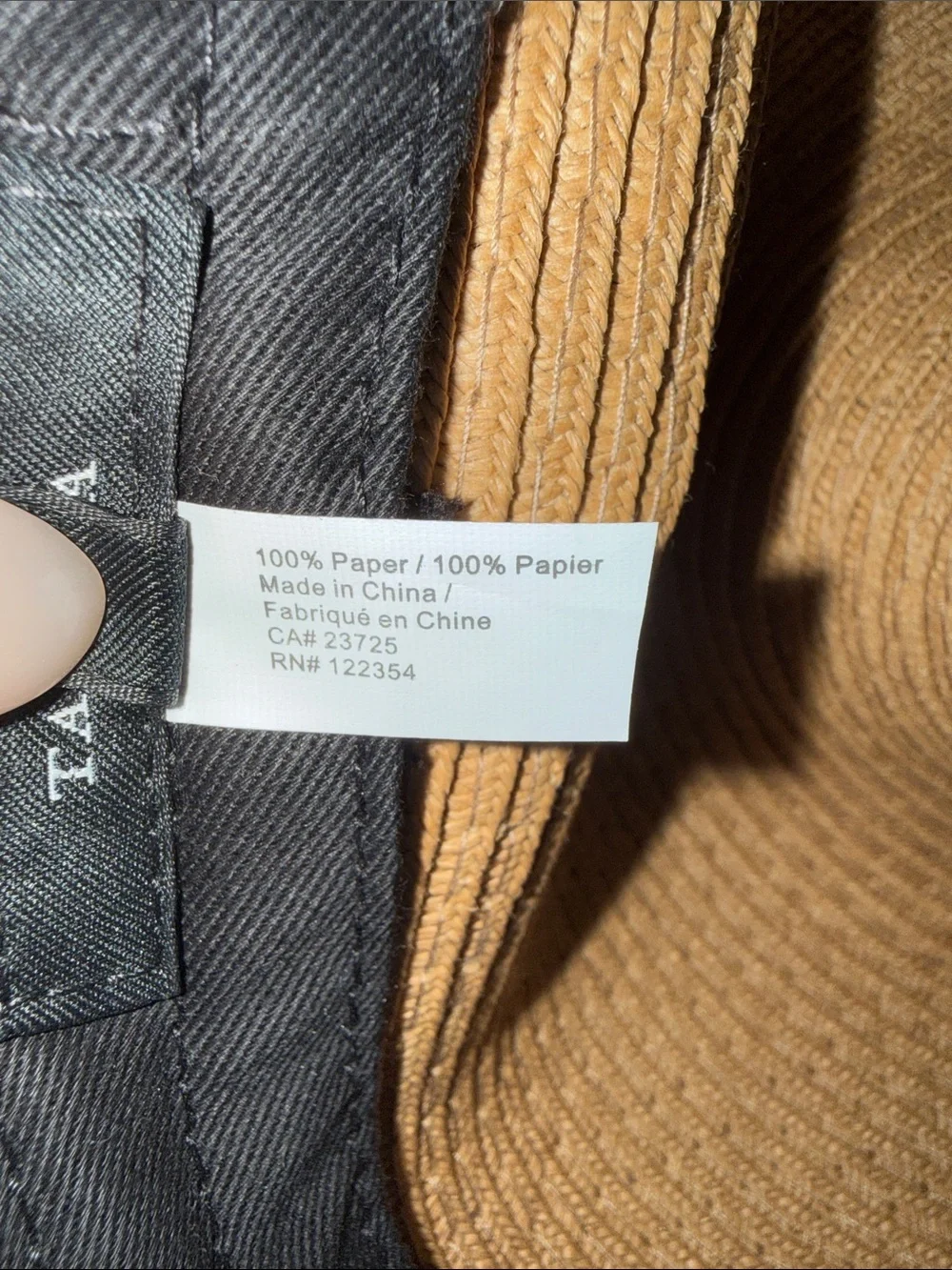 Talula Natural Brown Straw Fedora Black Grosgrain Ribbon Band Travel Packable SM